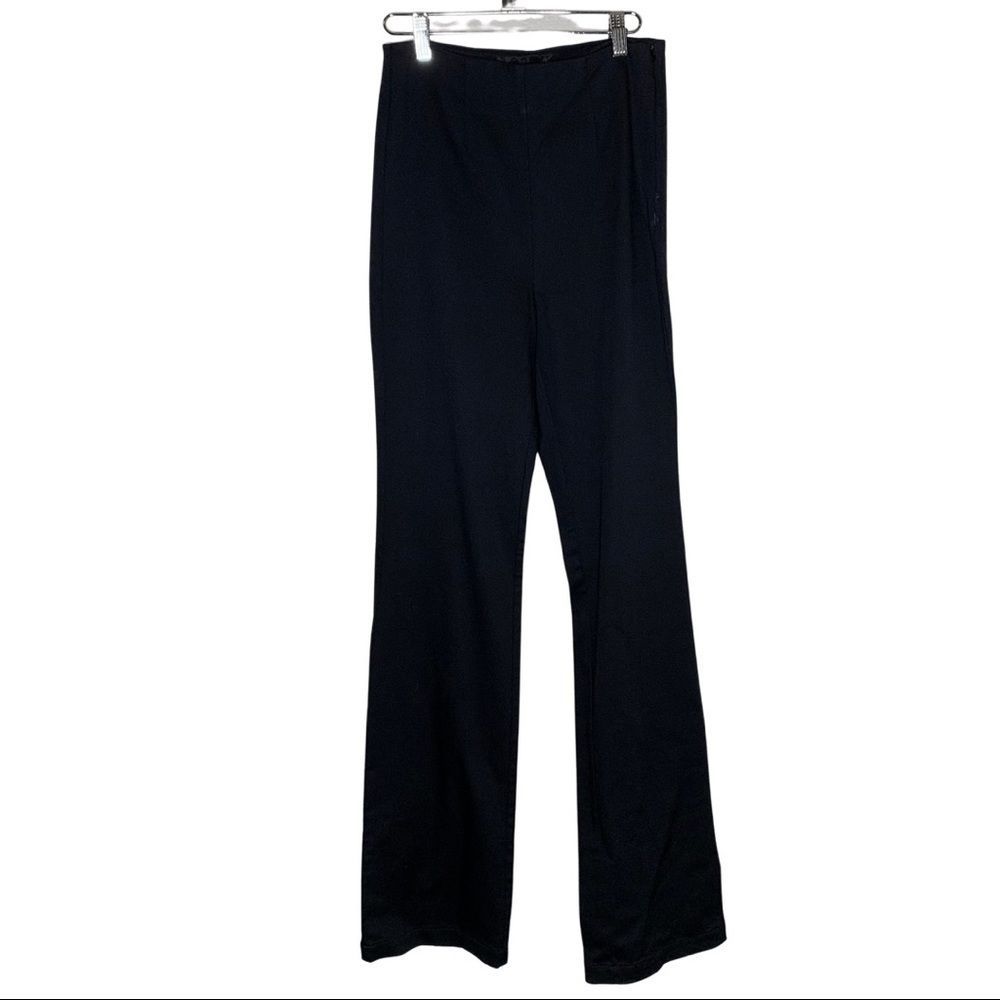 Reformation size 6 black flat front textured slacks high waist